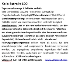 Kelp / Braunalge - liefert ca. 900 g Jod - 600mg - 500 Tabletten