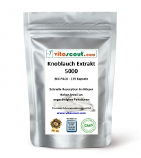 Knoblauch 180 Kapseln je 5000mg (=Extrakt 50mg 100:1) HOCHDOSIERT / Garlic - PREMIUMQUALITT von VITASCOUT