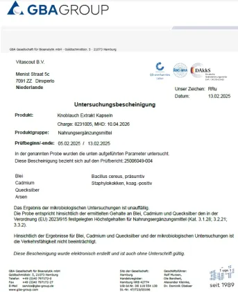 Etikett Knoblauch 180 Kapseln je 5000mg (=Extrakt 50mg 100:1)