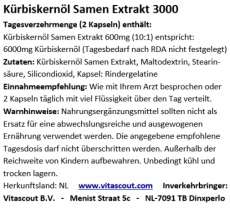 250 Kapseln Krbiskernl Extrakt 3000mg (aus 300mg Extrakt 10:1) - HOCHDOSIERT! - PN: 10242