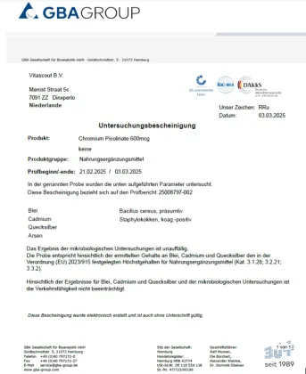 Chromium Picolinate 600mcg - 750 Tabletten - OHNE MAGNESIUMSTEARAT - MADE IN GERMANY