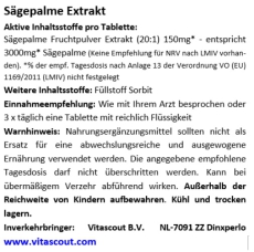 Saw Palmetto Extrakt 365 Tabletten Sgepalme 3000 HOCHDOSIERT MADE IN GERMANY - OHNE MAGNESIUMSTEARAT