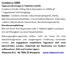 360 Tabletten Cranberry 5000 - OHNE MAGNESIUMSTEARAT - BESTER PREIS IM NETZ