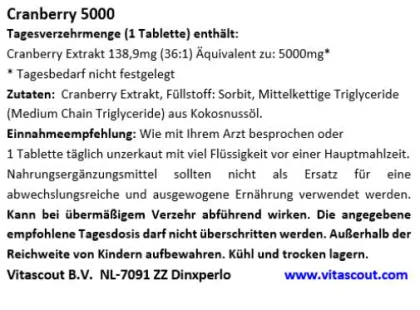 720 veget. Tabletten Cranberry 5000 - OHNE MAGNESIUMSTEARAT - BESTER PREIS IM NETZ