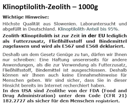 Zeolith Klinoptilolith Pulver TMAZ aktiviert 1000g VITASCOUT DETOX - EXTRA FEIN  25m Zeolithpulver Mineralerde 1,0kg