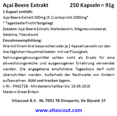 ACAI Beeren Extrakt 49500 - 190 Kapseln  550mg (30:1) je Kapsel
