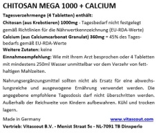 CHITOSAN MEGA 1000 + CALCIUM - 750 Tabletten OHNE MAGNESIUMSTEARAT - no Kapseln