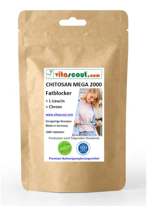 CHITOSAN 2000 Fettblocker + Leucin + Chrom - 1000 Tabletten - Einzigartige Formel