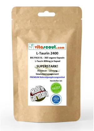 L-TAURIN 2400 - 360 Kapseln je 800mg - vegan - HOCHDOSIERT - MADE IN GERMANY