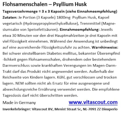 270 Kapseln Flohsamen / Flohsamenschalen - MADE IN GERMANY - LABORGEPRFT - vegane Kapsel