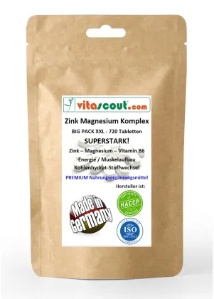 Zink Magnesium Vitamin B6 Komplex 720 Tabletten - MADE IN GERMANY - LABORGEPRFT