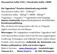Glucosamine Sulphat 2 KCL - Chondroitin Sulphat - MSM - 720 Kapseln