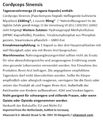 CORDYCEPS sinensis 700mg - 720 Kapseln - vegan - Pilzpulver aus dem Mycel - Vitalpilz - Nachhaltige Qualitt in DEUTSCHLAND LABORGEPRFT