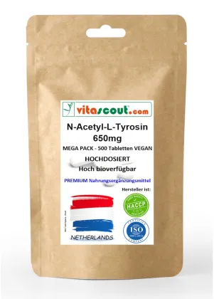 N-Acetyl L-Tyrosin NALT 650mg - 500 vegetarische Kapseln