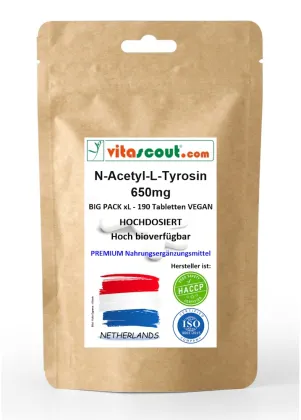 N-Acetyl L-Tyrosin NALT 650mg - 190 vegetarische Kapseln