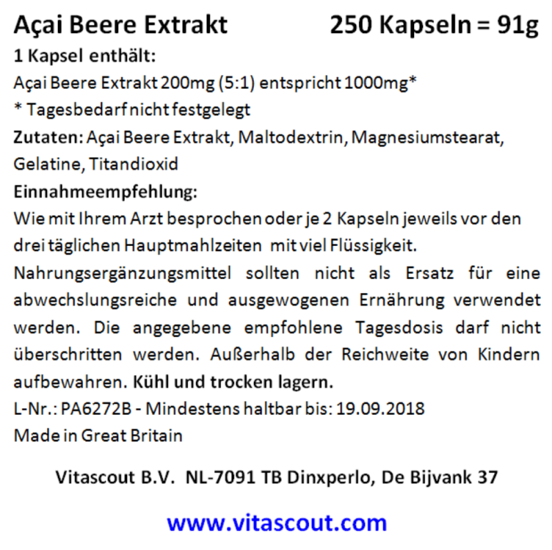 ACAI Beeren Extrakt 49500 - 125 Kapseln  550mg (30:1) je Kapsel