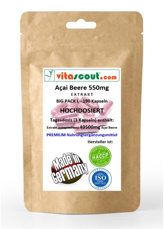 ACAI Beeren Extrakt 49500 - 190 Kapseln  550mg (30:1) je Kapsel