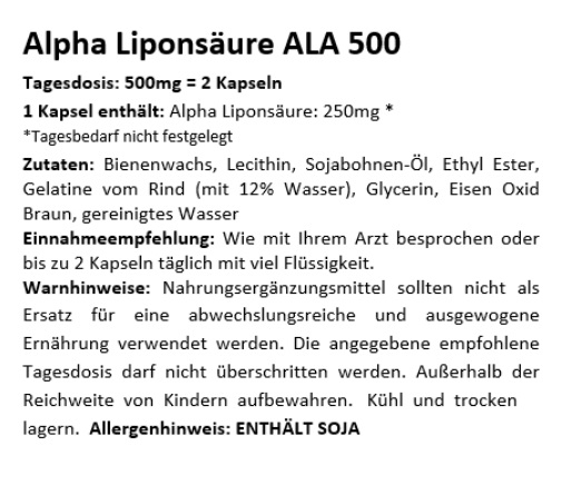 Alpha Liponsäure ALA 450 SOFTGEL-Kapseln á 250mg ohne Magnesiumstearat - HOCH BIOVERFÜGBAR