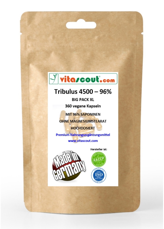 Tribulus Terrestris Extrakt - 360 Tabletten 750mg mit 96% Saponinen - MADE IN GERMANY!